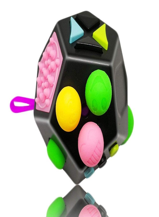 UOOEFUN Fidget Toys,Quality Dodecagon 12 Sided Cube Toys Relief Stress Anxiety and Depression Anti ADD, ADHD, OCD, Autism Boys Girls (Black & Mix Colors) - Image 1